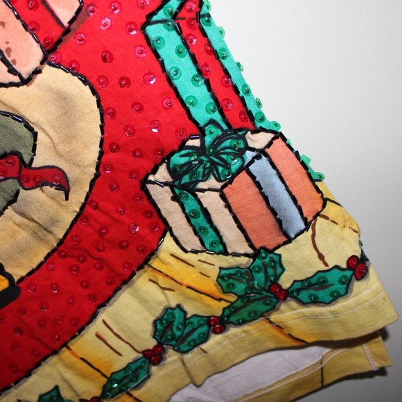 vintage 90s Disney by Joujou Christmas beaded sequin t-shirt Mickey's Workshop - Picture 11 of 16